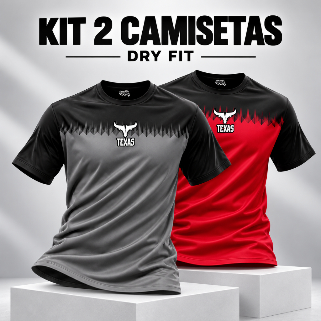 Kit 2 Camisetas Masculinas Dry Fit Academia Treino Musculação Corrida Manga Curta Leve Respirável Secagem Rápida