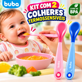Kit 2 Colheres, Termossensíveis, Buba, Bebê, Muda de Cor e Livre de BPA.