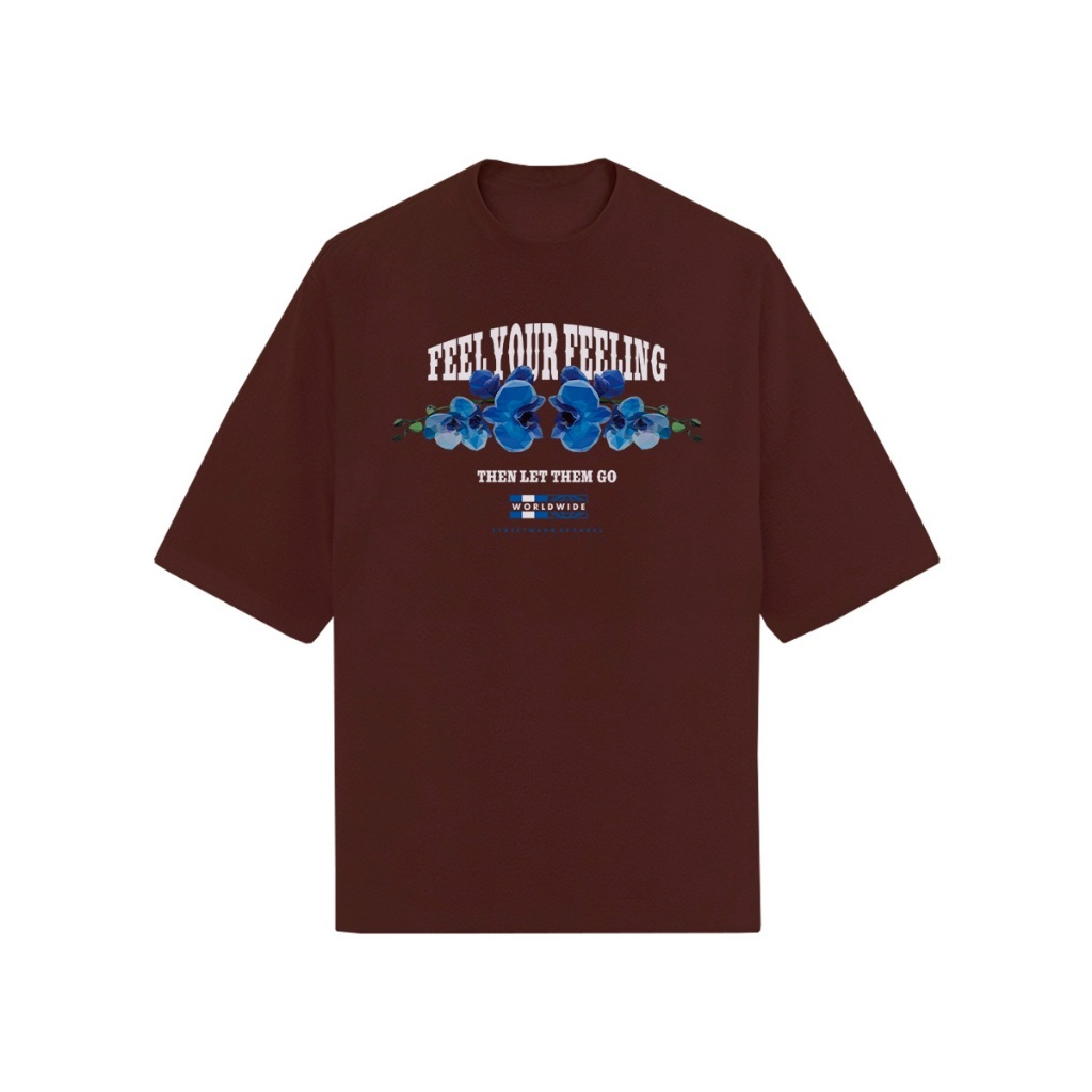 Camiseta Oversized Unissex Estampa Feel Your Feeling Algodão Premium Blusa Algodão Streetwear Moda Urbana Caimento Largo