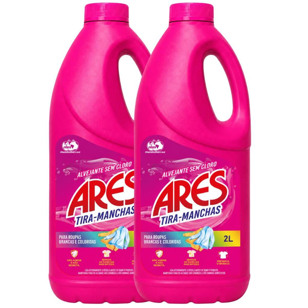 Alvejante Ares Tira Manchas Sem Cloro 2L Kit 2 Un