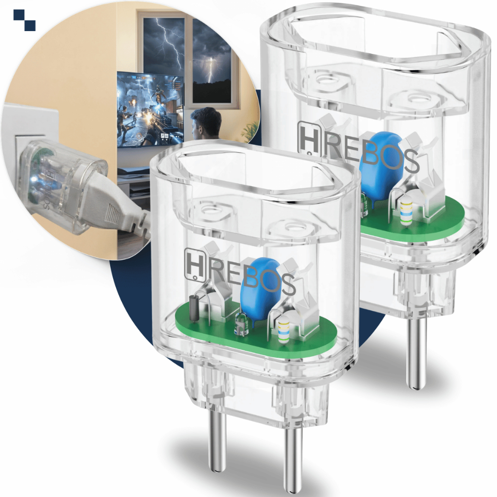 Kit 02 Protetor de Surto Dps Hrebos 2 Pinos 10A Bivolt Transparente Anti Raio Surtos Elétricos