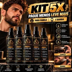 KIT 5X Tônico Capilar Cavanhaque Bigode Barba Cabelo Pro Barber Crescimento Fortalecedor antiquebra Envio Imediato