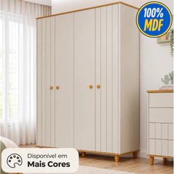 Guarda Roupa Infantil 4 Portas 3 Gavetas 100% MDF Lívia Permobili
