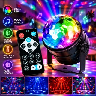 Projetor LED Mini Globo Jogo de Luz Giratorio Festa Led Rgb Aniversario Balada Bar Karaoke Eventos Lâmpada bola mágica