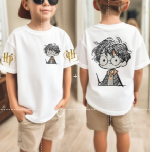 Camiseta Infantil Juvenil Unissex Harry Magia  Poter Roupa Básica Criança Potter