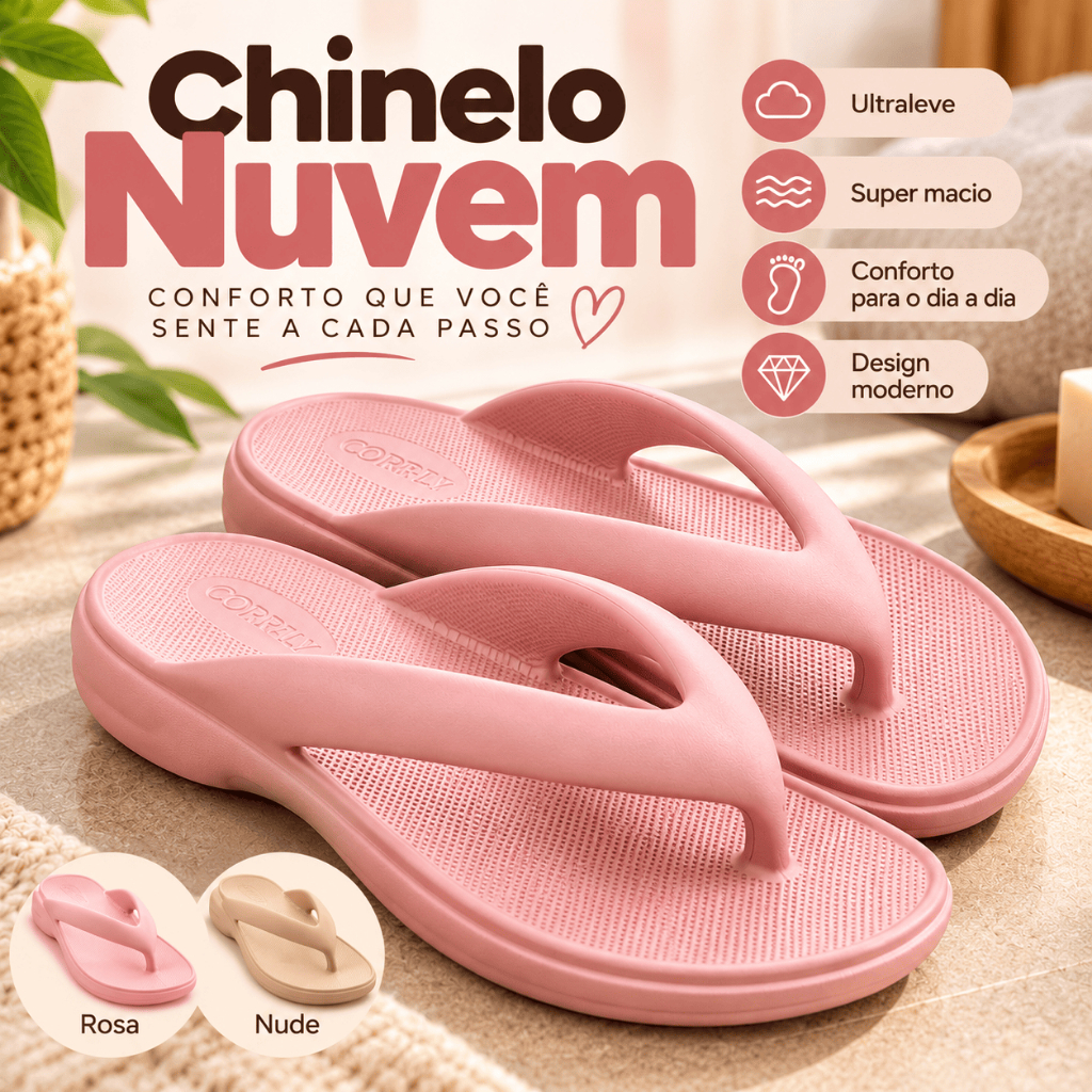 Chinelo Nuvem Feminino de Dedo Ortopédico Macio Leve Confortável Sandália Anatômica Casual para Dia a Dia Corfly