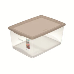 Caixa Organizadora Plástica Cappuccino 30L My Closet Ordene
