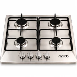 Cooktop 4 Bocas a Gás MOOB Inox para Embutir ou Sobrepor à Bancada
