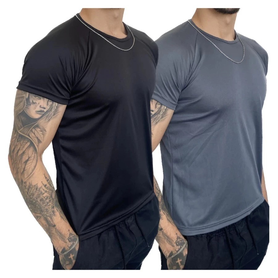 Kit 2 Camisetas Fit Masculina Casual- Treino- Academia- Esportes- Exercícios- Corrida- Futebol