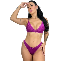 Conjunto Conforto Renda Calcinha e Sutia sem Bojo Feminino Lingerie Dia a Dia Moda Intima