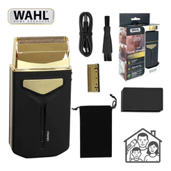 Barbeador Elétrico Wahl Travel Shaver Portátil Sem Fio Recarregável USB Profissional Acabamento Barba Curta e Rosto