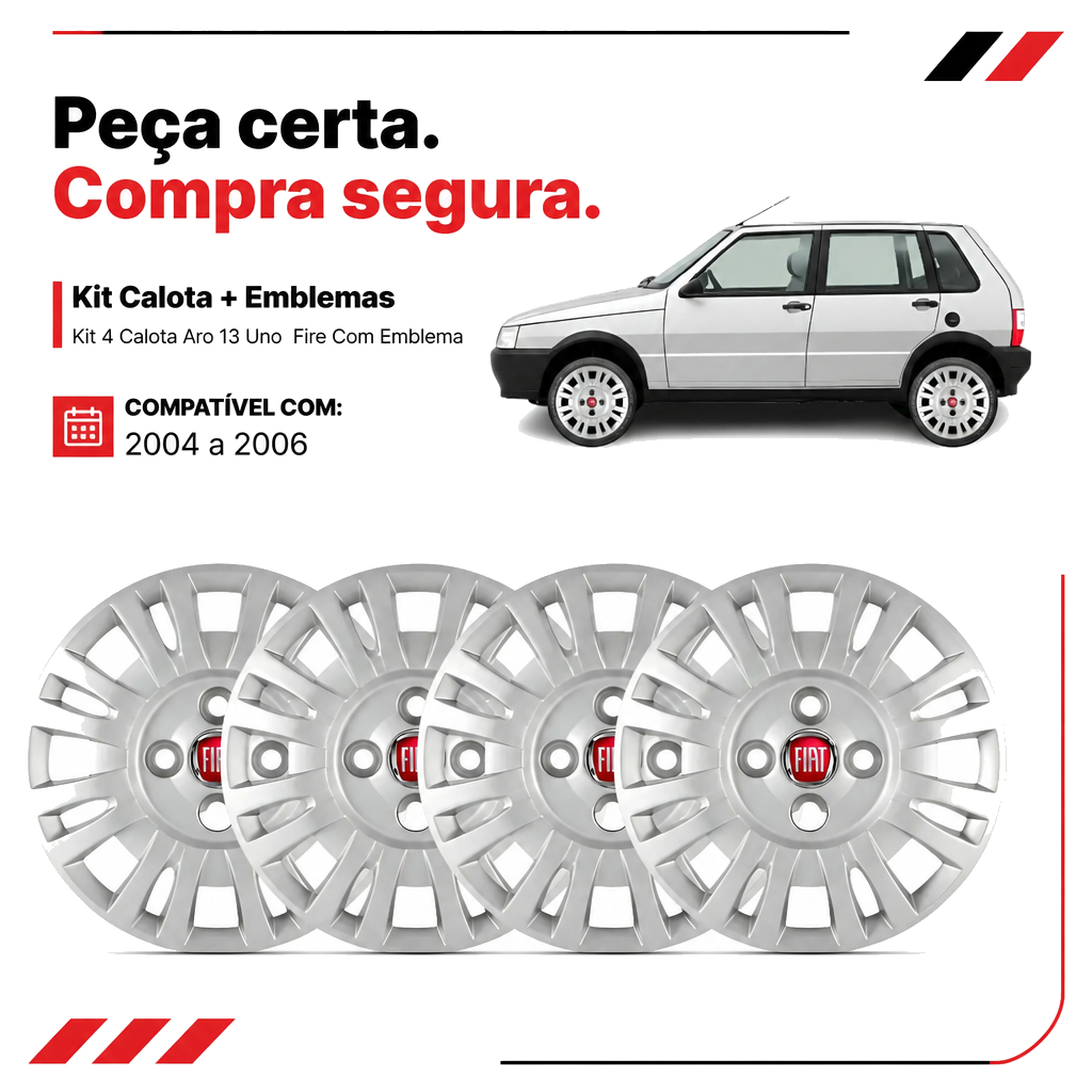 Jogo 4 Calotas Aro 13 Fiat Uno Palio Fiorino Siena Novo Carlotas — imagem 2 de 2