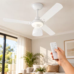 Ventilador Teto Com Controle Remoto 55W Delta Ventilador Inverter 3 Pás Ventilador Branco Venti-Delta Turbo SIlencioso