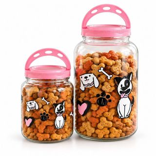 Pote Porta Armazenamento Plástico Ração Petiscos De Cachorros Rosa 3,6 Litros 3kg + 1,7 Litros 1.8kg