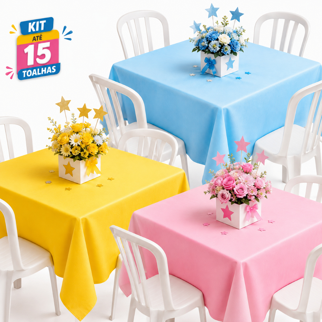 Kit Toalhas de Mesa 1,40m x 1,40m com Caimento de TNT Cami 5 a 15 Unidades - Forro de Mesa