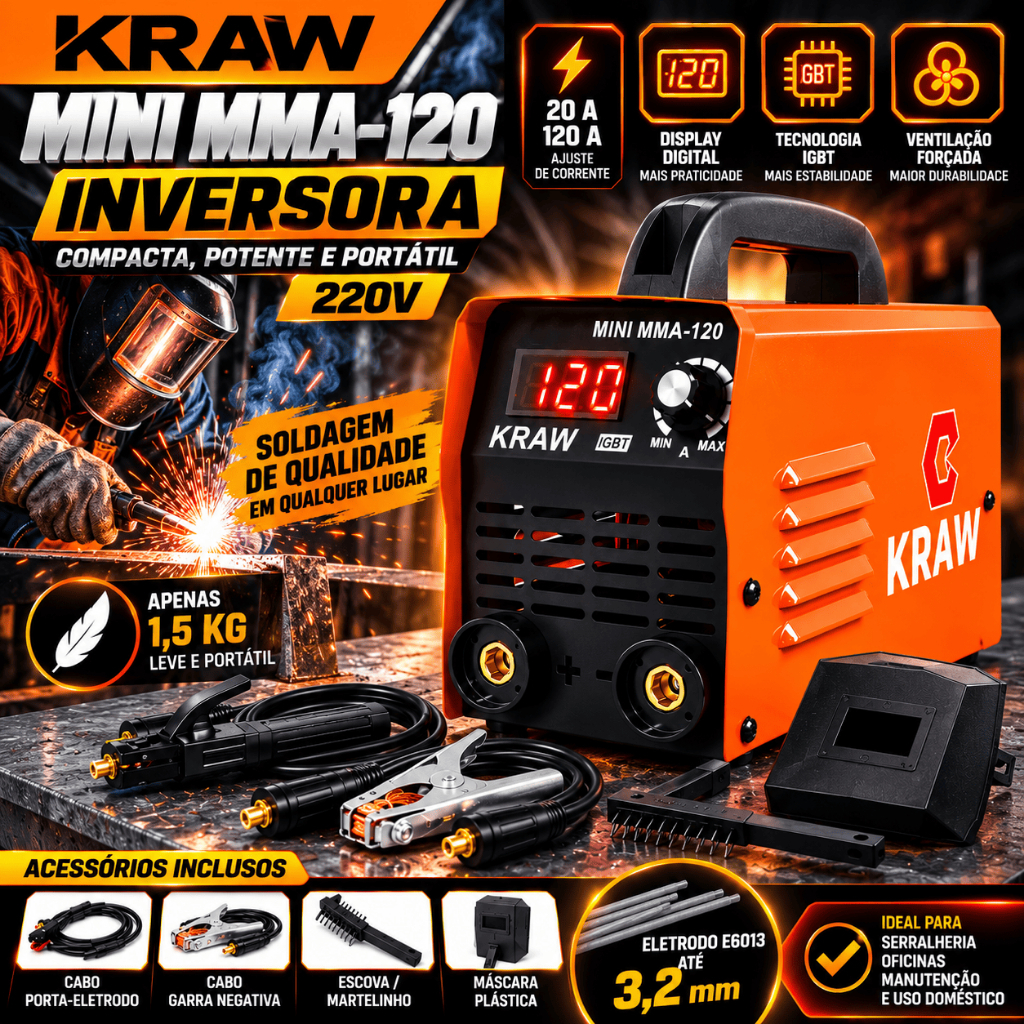 Maquina De Solda Inversora Portátil Mini Mma 220volts - Usk Painel Digital