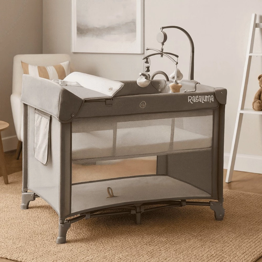 Berço Portatil C Moblie, Duas Alturas, Trocador, Mosquiteiro CINZA SLEEPGUARD RAGALUMA