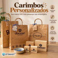 Carimbo Personalizado com Logomarca para Sacolas Kraft Caixas Embalagens Tags