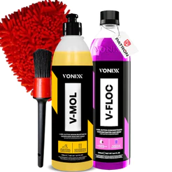 Kit Lavagem de Moto Shampoo Neutro V-Floc Vonixx e Shampoo para Barro V-Mol Vonixx Pincel e Luva