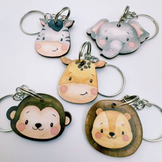 Chaveiro Lembrancinha Safari Aquarela Face - Aniversário e Chá de Bebê em Oferta na Shopee