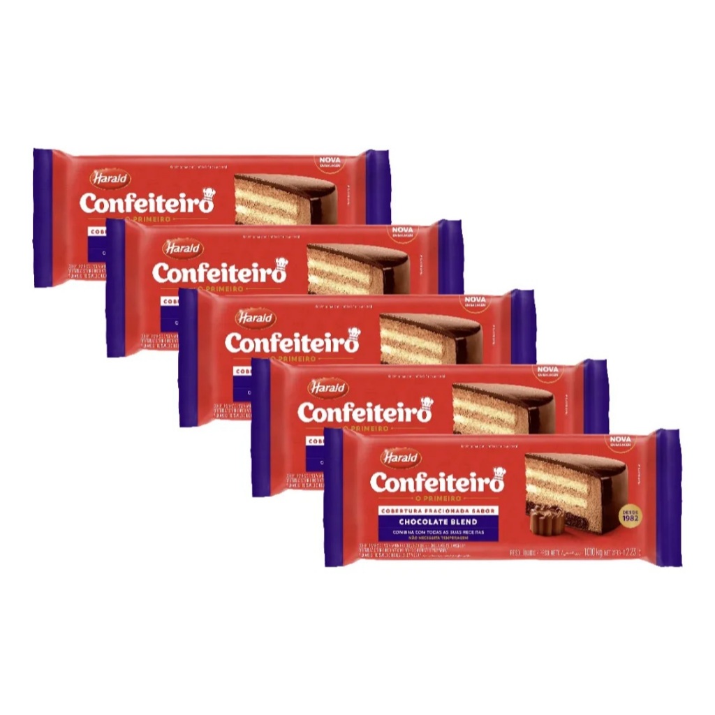 Chocolate Fracionado Harald Confeiteiro Blend Barra 1kg 5 Unidades em Oferta na Shopee