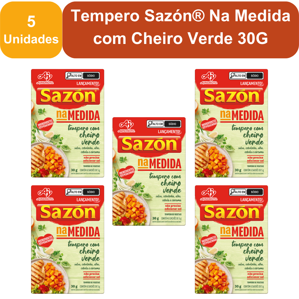 Kit 5 Unidades Tempero Sazón® Na Medida com Cheiro Verde 30G em Oferta na Shopee
