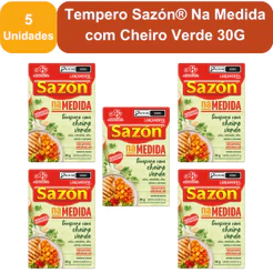 Kit 5 Unidades Tempero Sazón® Na Medida com Cheiro Verde 30G