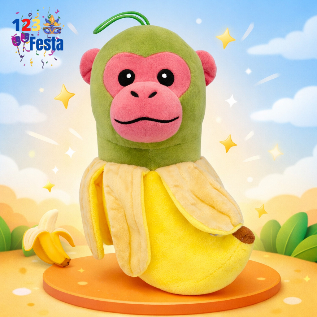 Macaco Banana de Pelúcia Chimpanzini bananini 23cm – Brinquedo Fofo, Macio e Ideal para Crianças