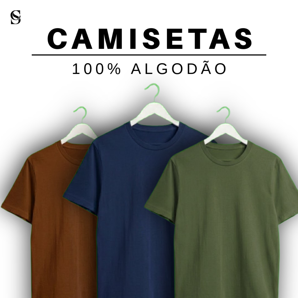 Camiseta Masculina verde militar cores basicas 100% algodão Premium Básica dia a dia e academia