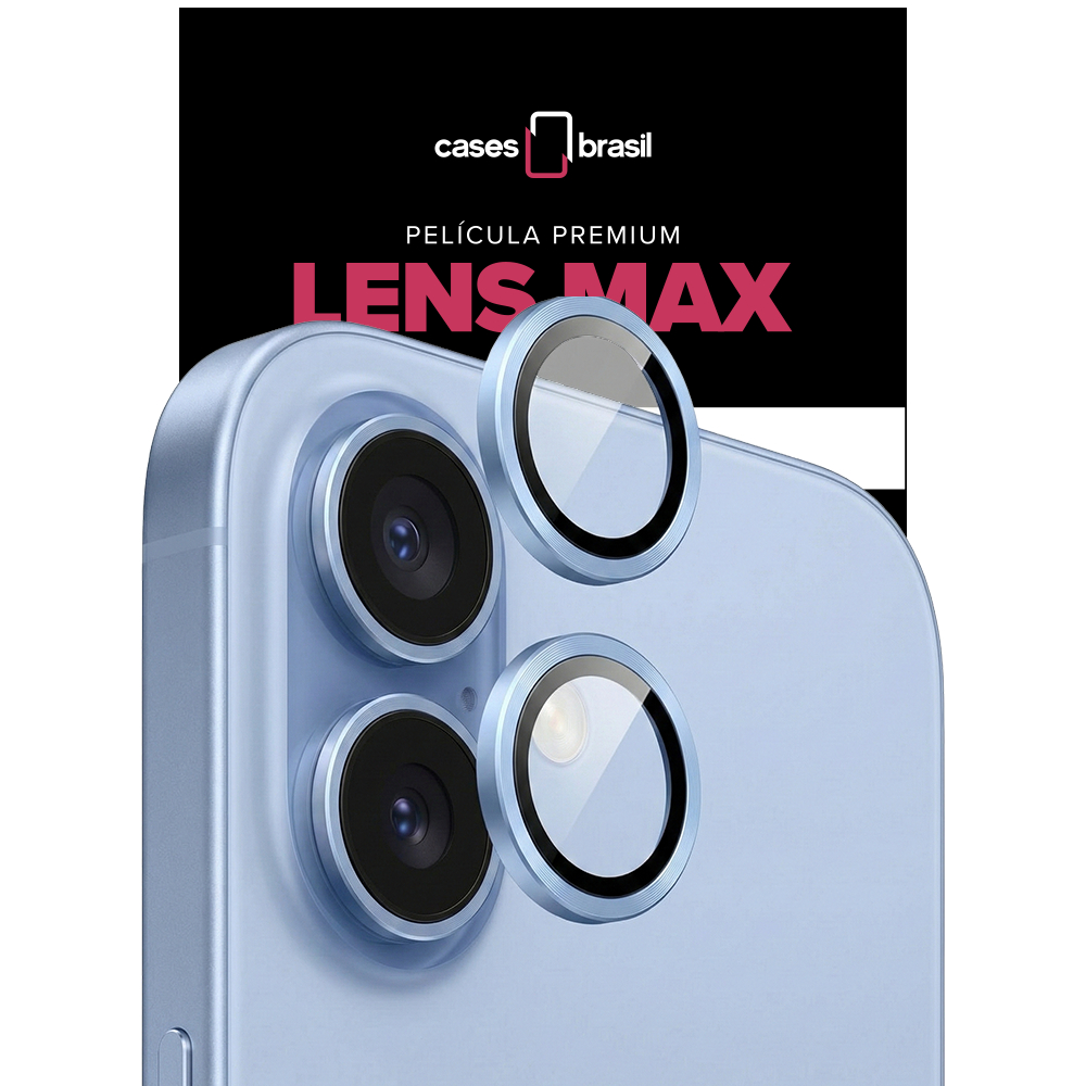 Película Protetora de Lente Câmera P/ iPhone 17 Aro Alumínio Anti Risco Branco Preto Azul