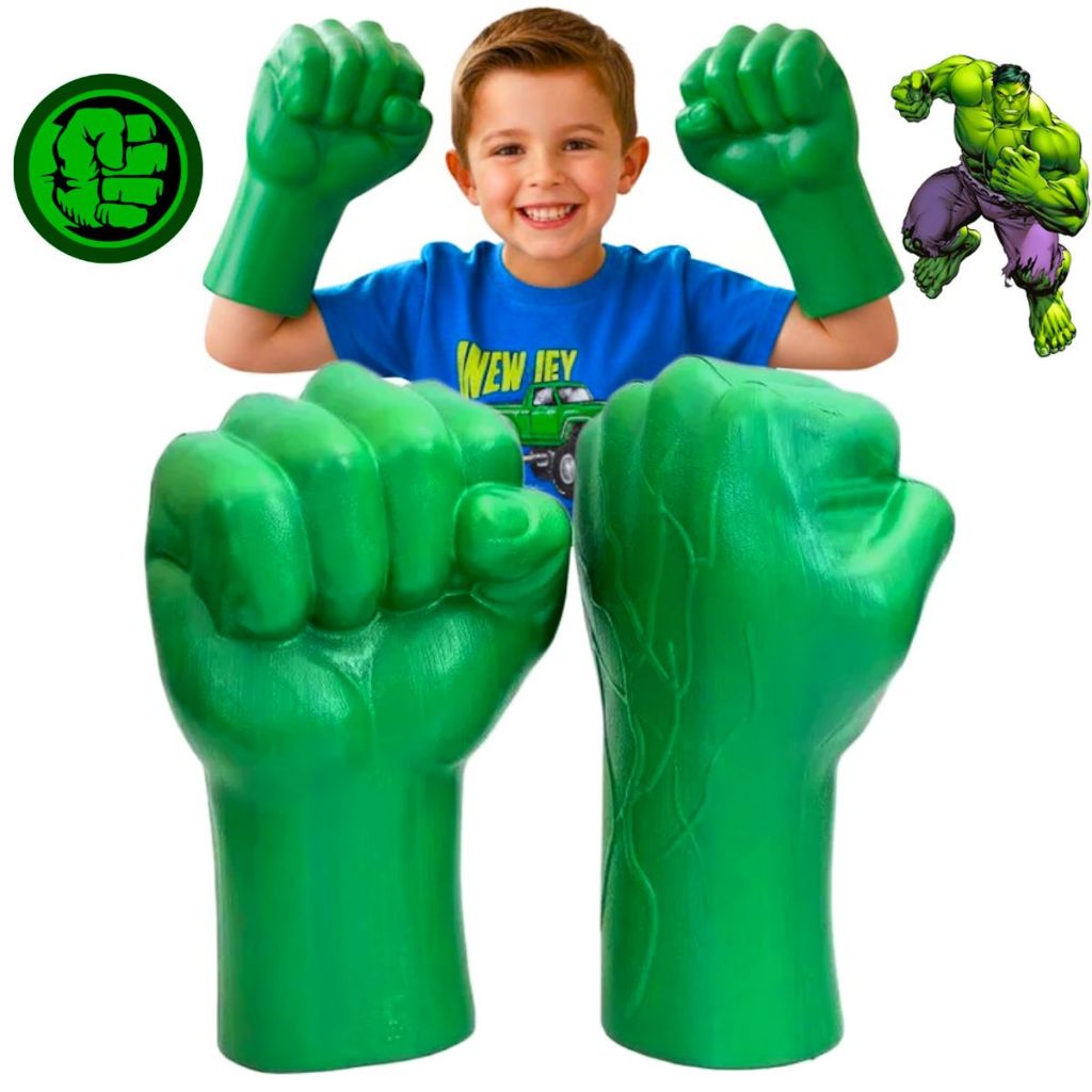Kit C/ 2 Luvas Do Hulk Vingadores Brinquedo Infantil Verde Kit C/ 2 Luvas Do Hulk Vingadores Brinquedo Infantil Verde