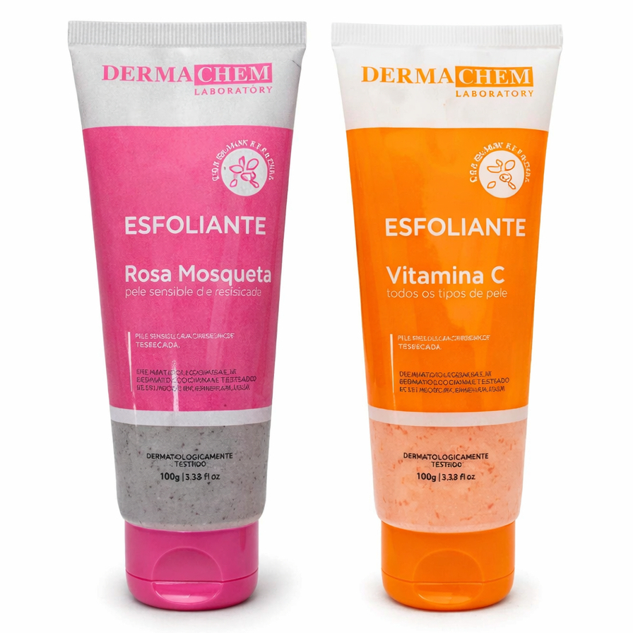 Kit 2 Esfoliante Rosa Mosqueta e Vitamina C Dermachem em Oferta na Shopee