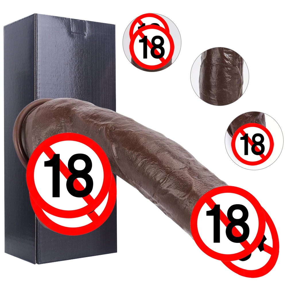 26.5cm x 5cm Grande Simulação dildo Marrom Silicone Pênis Realista Fácil De Orgasmo Brinquedos Sexuais Adultos