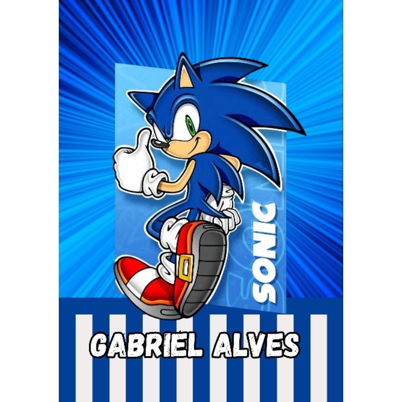 ADESIVOS PERSONALIZADO PARA CAPA DE CADERNO Holografrico TEMA SONIC CAPA+CONTRA -CAPA