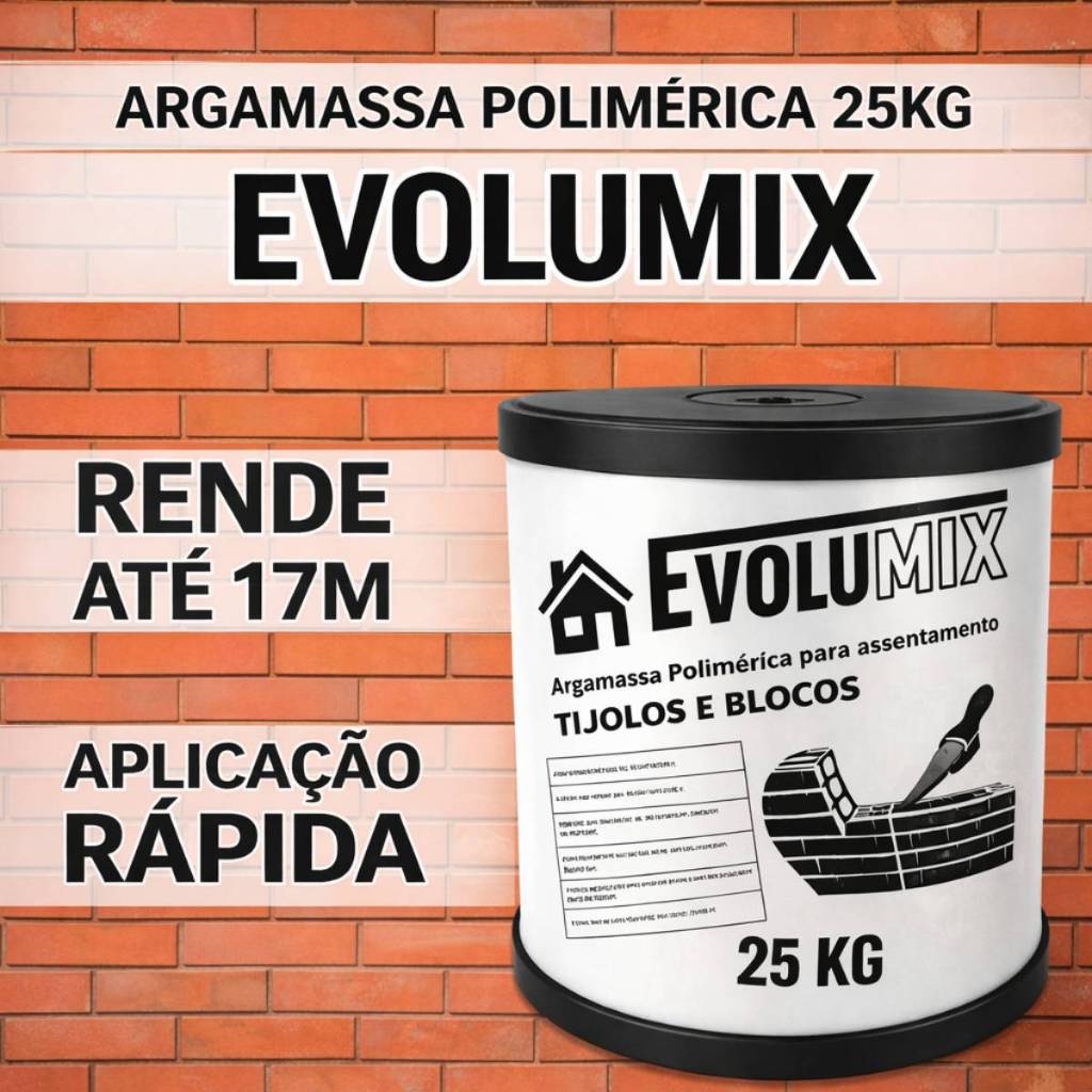 Argamassa Polimérica Evolumix Barrica 25kg Alta Resistência Rende Mais Economia Garantida Obra