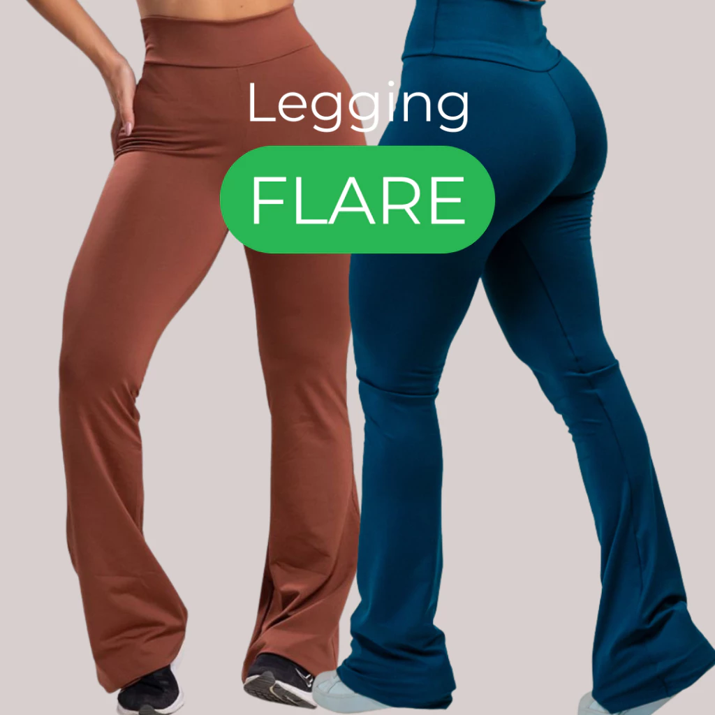 CALÇA LEGGING FEMININA FLARE CINTURA ALTA e Zero Transparência Suplex Treino e Casual — imagem 1