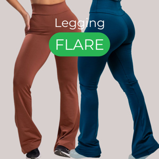 Calça Legging Feminina Flare Preta Cintura Alta e Zero Transparência Suplex Treino e Casual em Oferta na Shopee