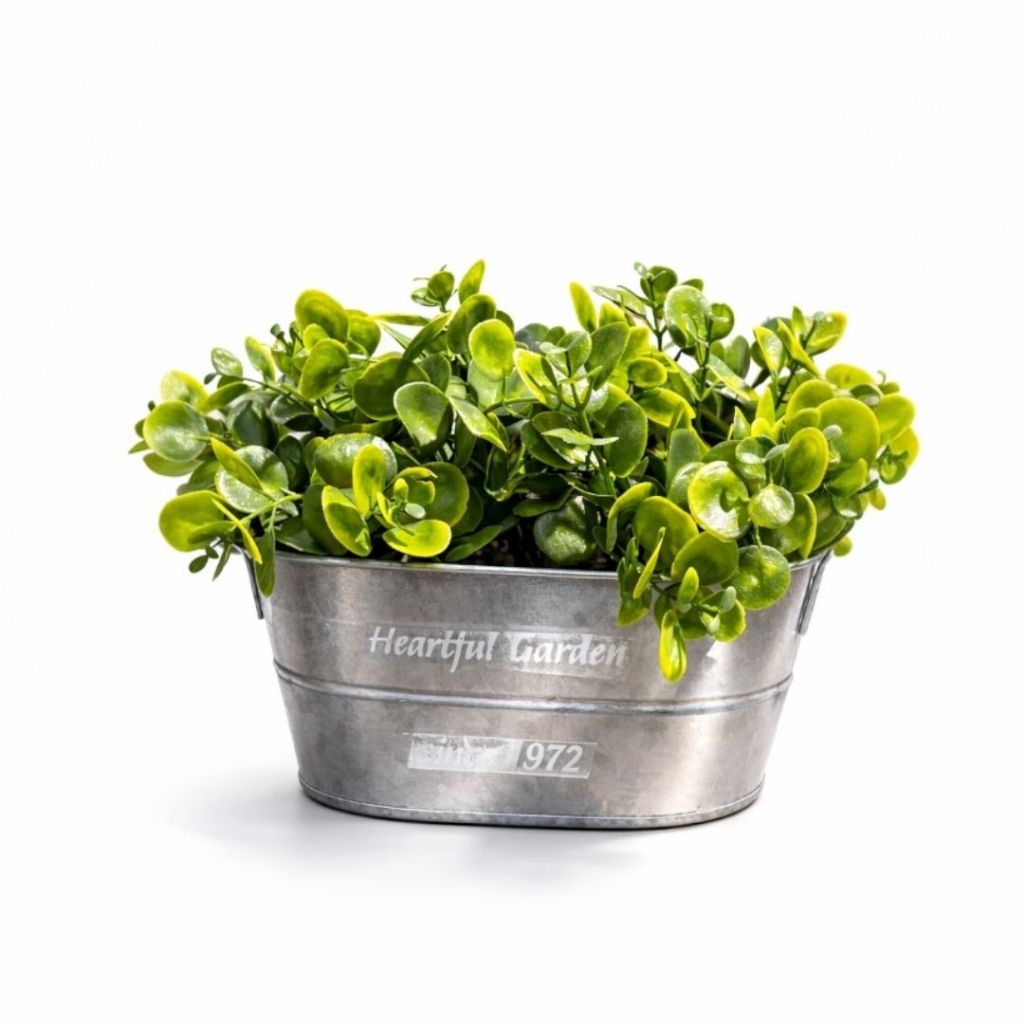 Vaso com Planta Artificial Decorativa em Ferro e Plástico 23,5x10,5x20cm
