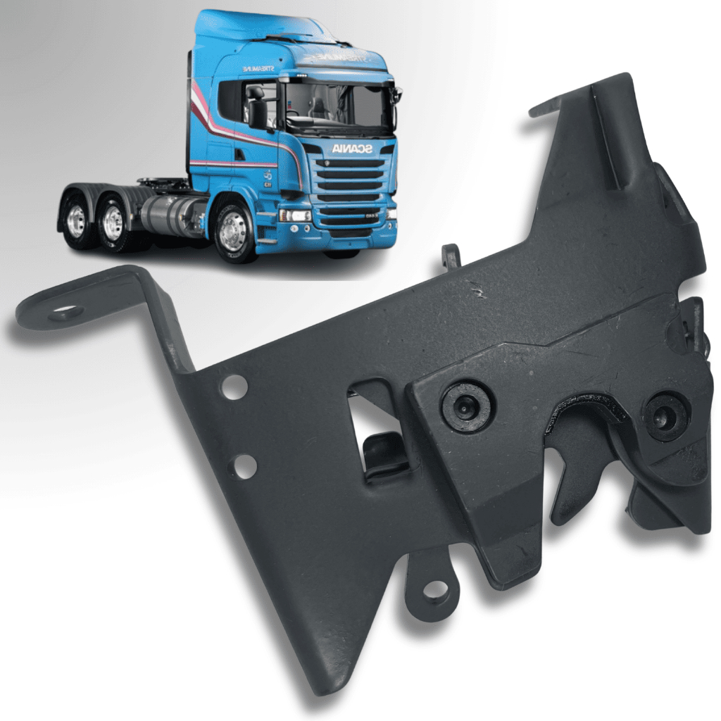 Fechadura Trinco Trava Inferior Pequena Da Grade Frontal Lado Direito Capô Scania Série V Após 2009 G/R