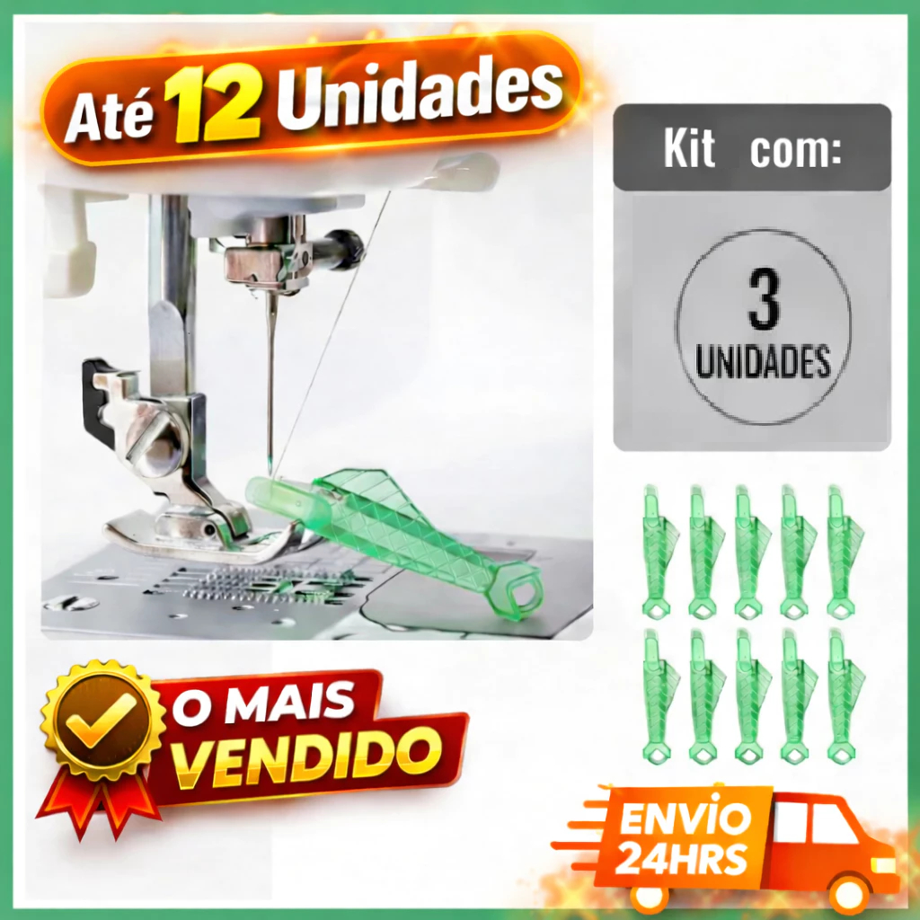 Kit com 3 Passador de Linha na Agulha para Máquina de Costura Prático, Resistente e Fácil de Usar