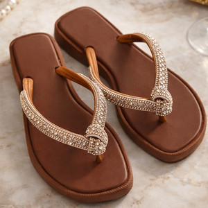 😍Chinelo Feminino Confortável Sandália Nanda Fashion com NÓ de Brilho Stras - A MAIS VENDIDA