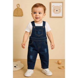 Macacão Jardineira Jeans Menino MENINA Calça Infantil Longa 2 a 12 AF em Oferta na Shopee