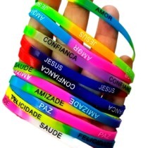 KIT 12/24/36/72 peca Pulseira de silicones com palavras motivacionais da amizade coloridas e sortidas