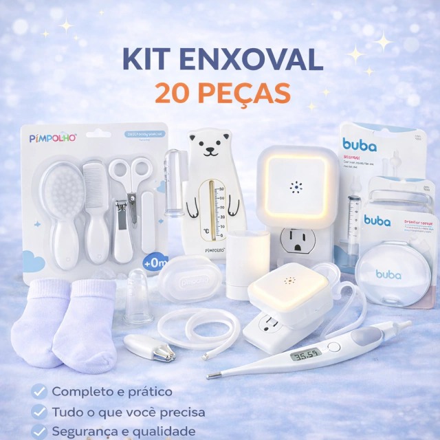 Kit Enxoval Bebê 20 Peças Completo Higiene e Cuidados Recém-Nascido