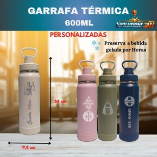 Garrafa 600 ml Térmica  Personalizada ( COM PROTETOR DE SILICONE ) em Oferta na Shopee