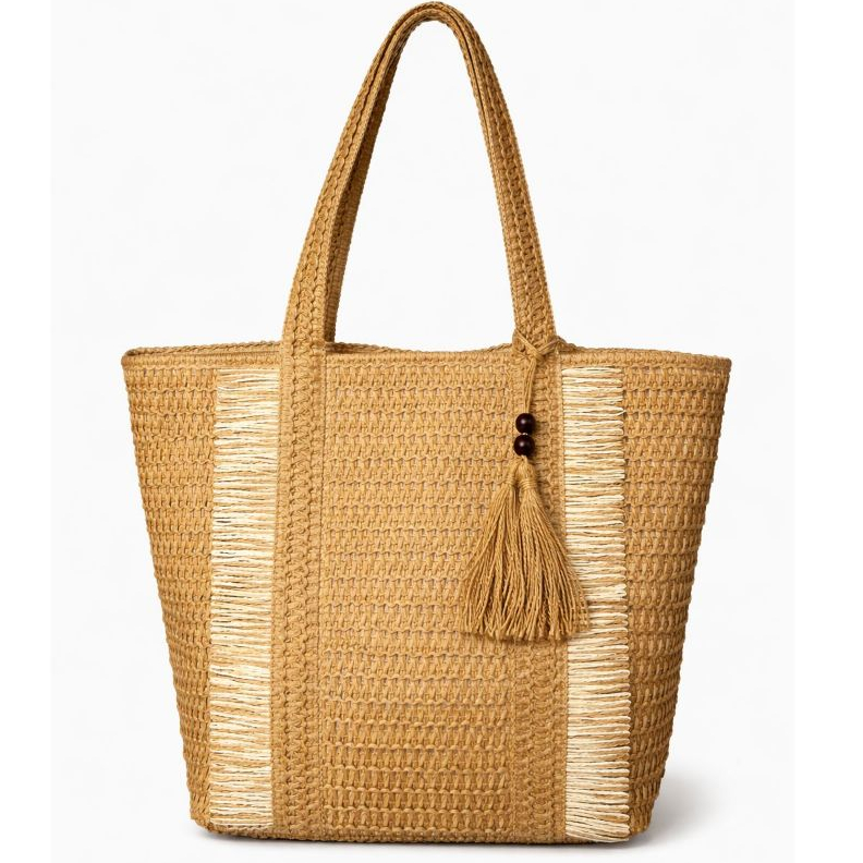 Bolsa Tote De Ombro Praia Verão Em Palha Feminina Grande Espaçosa Forrada