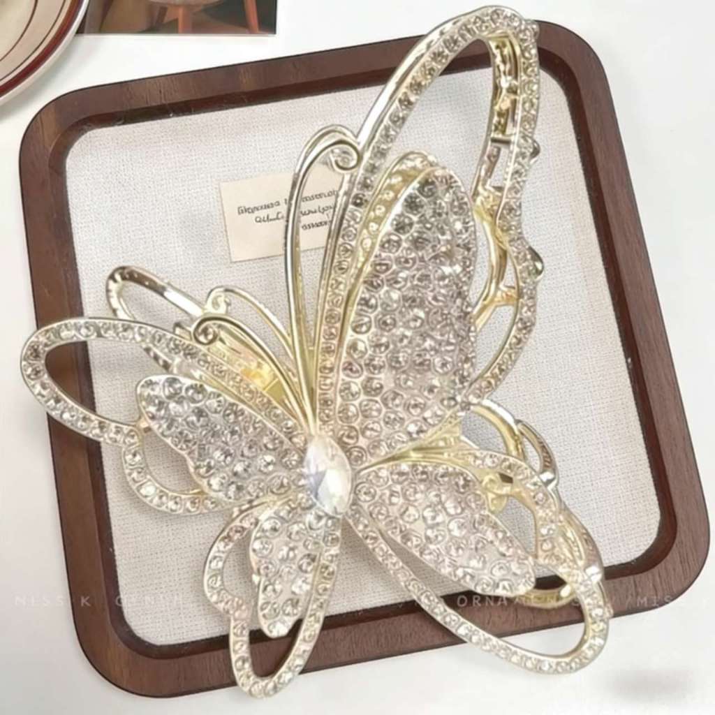 Piranha De Borboleta Em Metal Com Strass em Oferta na Shopee
