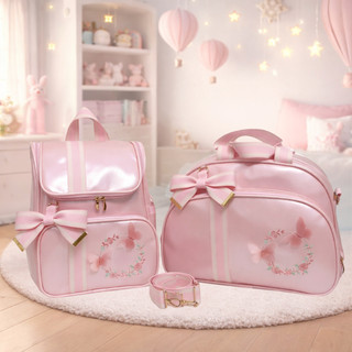 Bolsa Maternidade Grande Rosa 3D Impermeável  Mochila Bebê Luxo Enxoval