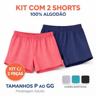 Kit 2 Shorts Feminino 100% Algodão Confortável - Malha Macia - P ao GG - Cores Sortidas - Ideal para Dormir ou Dia a Dia em Oferta na Shopee