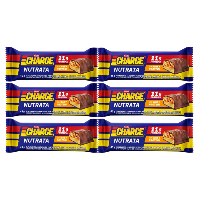 Kit 6 und Barrinha de Proteína Charge 45g C/ Whey - Nutrata em Oferta na Shopee